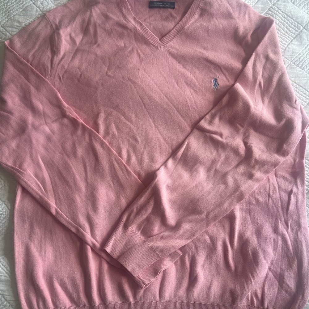Ralph Lauren Men’s V-Neck Sweater in Light Pink